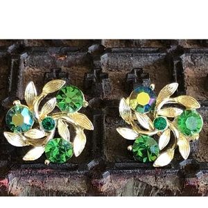 Lisner Aurora Borealis Rhinestone Earrings